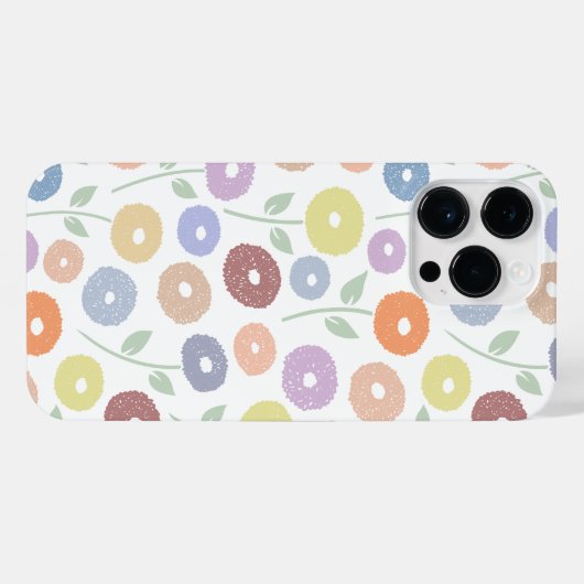 Fuzzy Flower Rpt Pattern Pastels on White iPhoneケース (裏面横)