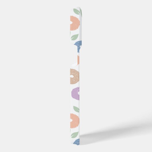 Fuzzy Flower Rpt Pattern Pastels on White iPhoneケース (右側面)