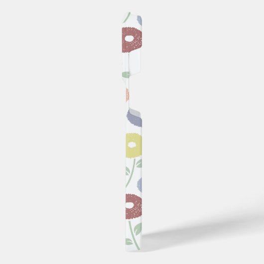 Fuzzy Flower Rpt Pattern Pastels on White iPhoneケース (左側面)