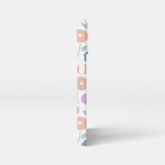 Fuzzy Flower Rpt Pattern Pastels on White iPhoneケース (右側面)