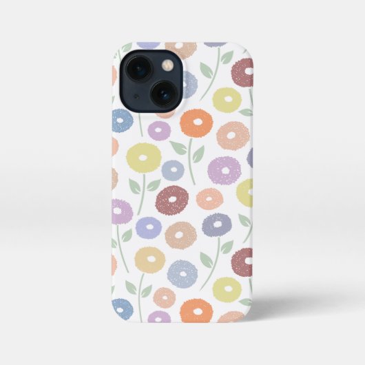 Fuzzy Flower Rpt Pattern Pastels on White iPhoneケース (裏面)
