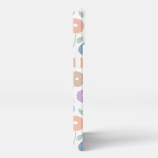 Fuzzy Flower Rpt Pattern Pastels on White iPhoneケース (右側面)