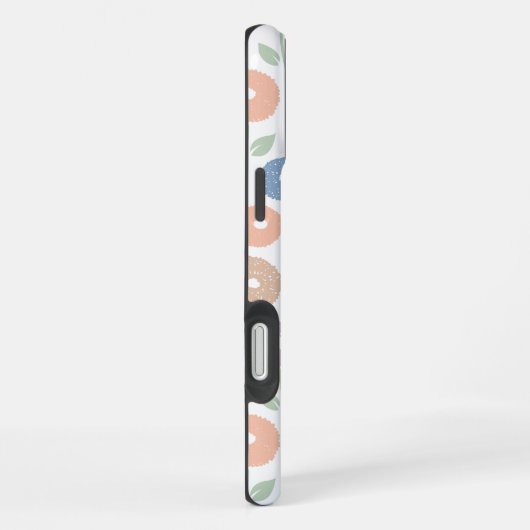 Fuzzy Flower Rpt Pattern Pastels on White iPhoneケース (右側面)