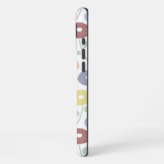 Fuzzy Flower Rpt Pattern Pastels on White iPhoneケース (左側面)