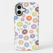 Fuzzy Flower Rpt Pattern Pastels on White iPhoneケース (裏面)