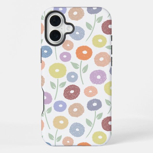 Fuzzy Flower Rpt Pattern Pastels on White iPhoneケース (裏面)