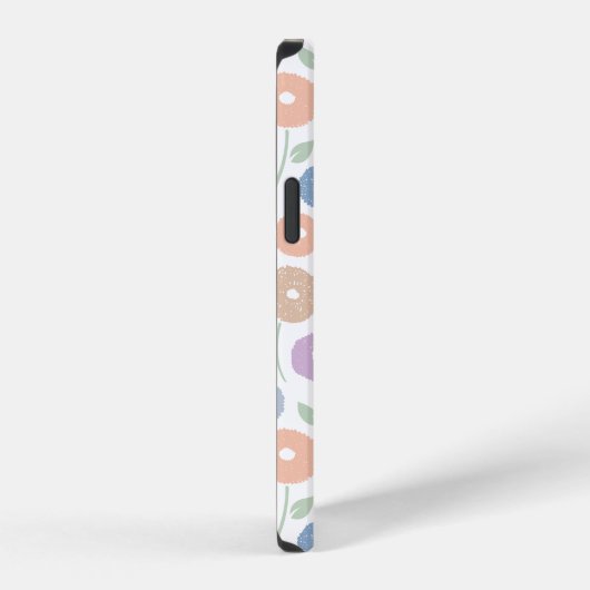 Fuzzy Flower Rpt Pattern Pastels on White iPhoneケース (右側面)