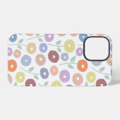 Fuzzy Flower Rpt Pattern Pastels on White iPhoneケース (裏面横)