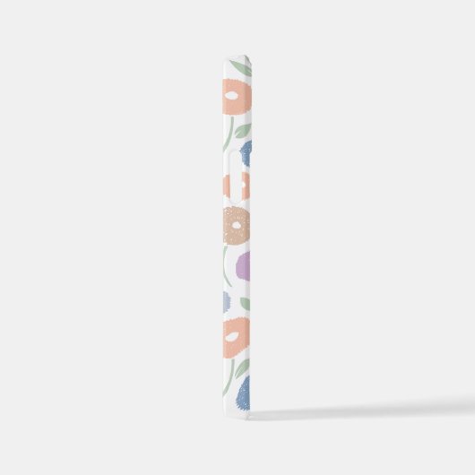Fuzzy Flower Rpt Pattern Pastels on White iPhoneケース (右側面)