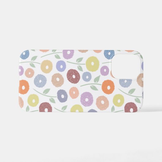 Fuzzy Flower Rpt Pattern Pastels on White iPhoneケース (裏面横)