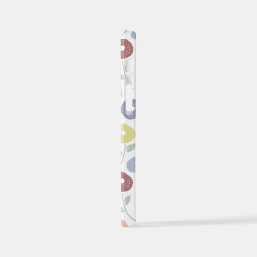 Fuzzy Flower Rpt Pattern Pastels on White iPhoneケース (左側面)