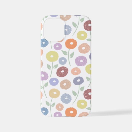 Fuzzy Flower Rpt Pattern Pastels on White iPhoneケース (裏面)