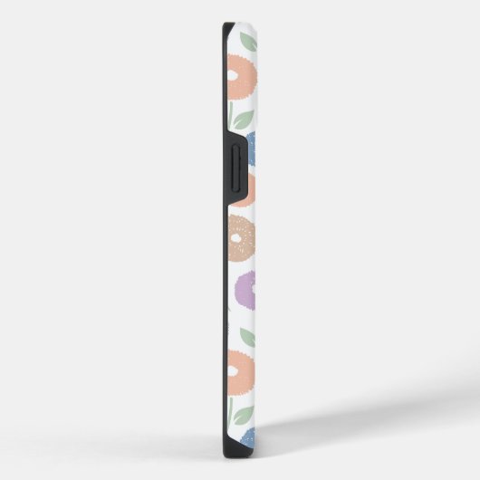 Fuzzy Flower Rpt Pattern Pastels on White iPhoneケース (右側面)