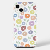 Fuzzy Flower Rpt Pattern Pastels on White iPhoneケース (裏面)
