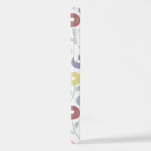 Fuzzy Flower Rpt Pattern Pastels on White iPhoneケース (左側面)