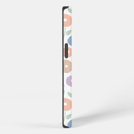 Fuzzy Flower Rpt Pattern Pastels on White iPhoneケース (右側面)