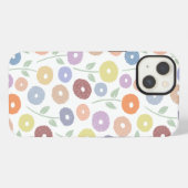 Fuzzy Flower Rpt Pattern Pastels on White iPhoneケース (裏面横)