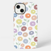 Fuzzy Flower Rpt Pattern Pastels on White iPhoneケース (裏面)