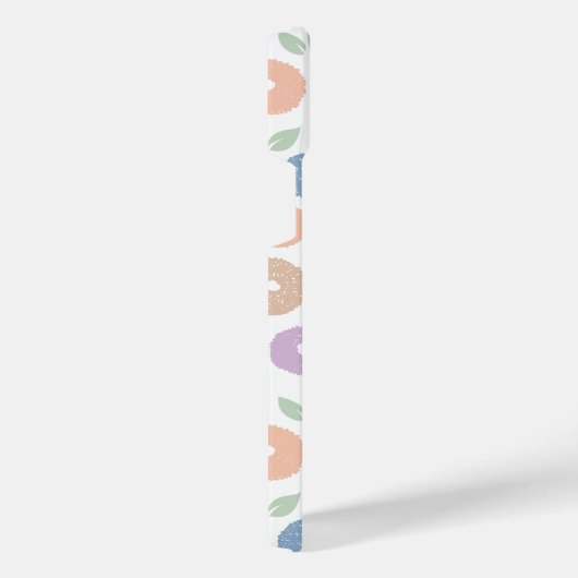 Fuzzy Flower Rpt Pattern Pastels on White iPhoneケース (右側面)