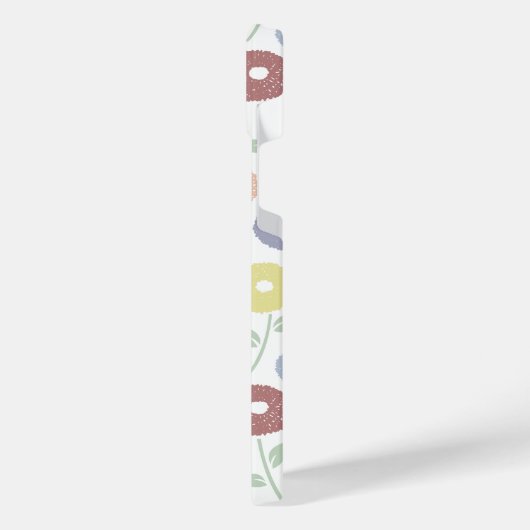 Fuzzy Flower Rpt Pattern Pastels on White iPhoneケース (左側面)