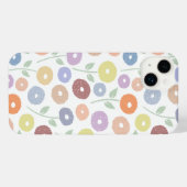 Fuzzy Flower Rpt Pattern Pastels on White iPhoneケース (裏面横)