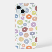 Fuzzy Flower Rpt Pattern Pastels on White iPhone 15ケース (裏面)