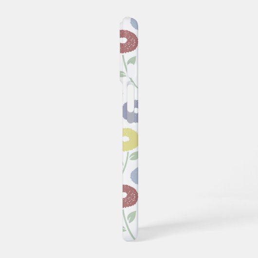 Fuzzy Flower Rpt Pattern Pastels on White iPhone 16ケース (左側面)