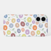 Fuzzy Flower Rpt Pattern Pastels on White iPhone 16ケース (裏面横)