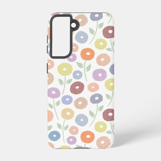 Fuzzy Flower Rpt Pattern Pastels on White Samsung Galaxyケース (裏面)
