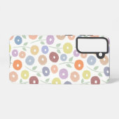 Fuzzy Flower Rpt Pattern Pastels on White Samsung Galaxyケース (裏面横)