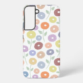 Fuzzy Flower Rpt Pattern Pastels on White Samsung Galaxyケース (裏面)