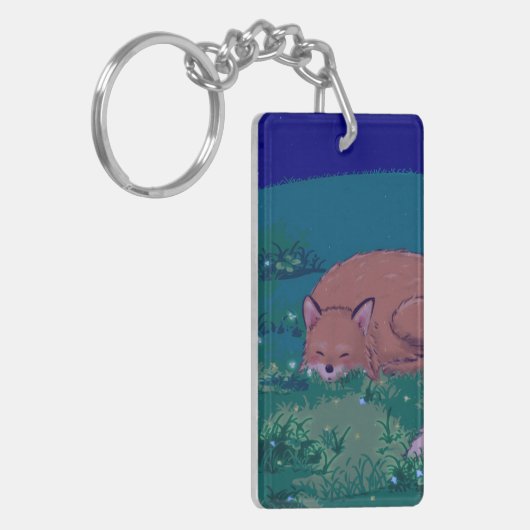 Fuzzy the Sleepy Fox Acrylic keychain キーホルダー (正面左)