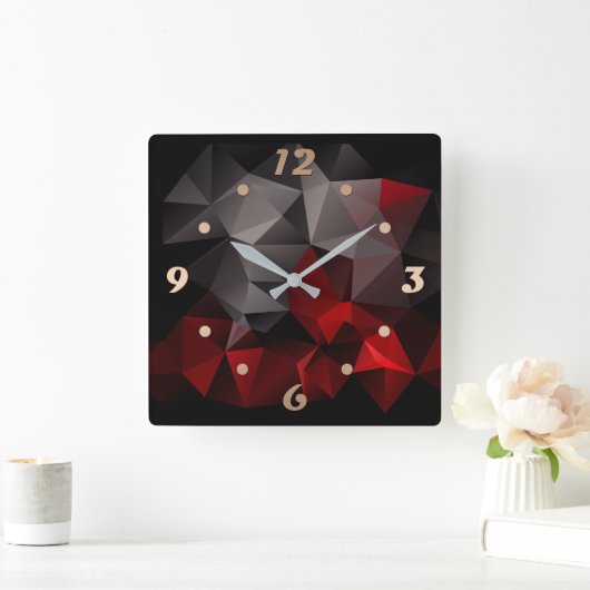 FuzzyFoxArt 3 スクエア壁時計 (ホーム)