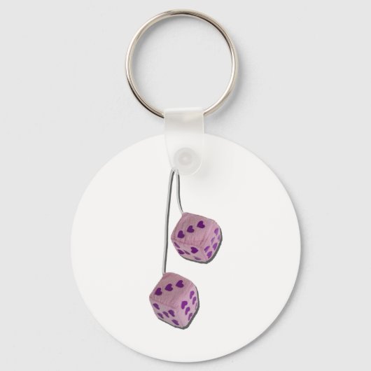FuzzyPinkHeartDice073011 キーホルダー (正面)