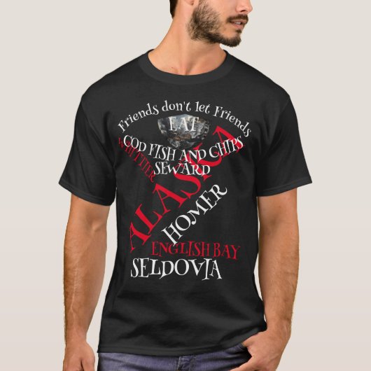 FV COHO 友達のCOD フィッシュ&チップス アラスカ州 Tシャツ (正面)
