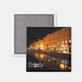 FVG015 TRIESTE, Grand Canal by Night,冷蔵庫 マグネット (正面/裏面)