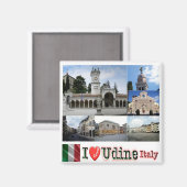 FVG021 UDINE, I Love，モザイク，イタリア，冷蔵庫 マグネット (正面/裏面)