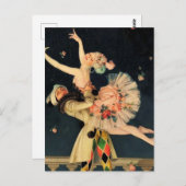 FX Leyendeckerによる「ハーレクインとオダマキ(植物)」 ポストカード (正面/裏面)