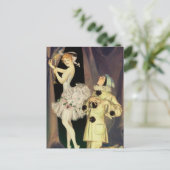 FX Leyendeckerによる「ピエロとオダマキ(植物)」 ポストカード (スタンド正面)