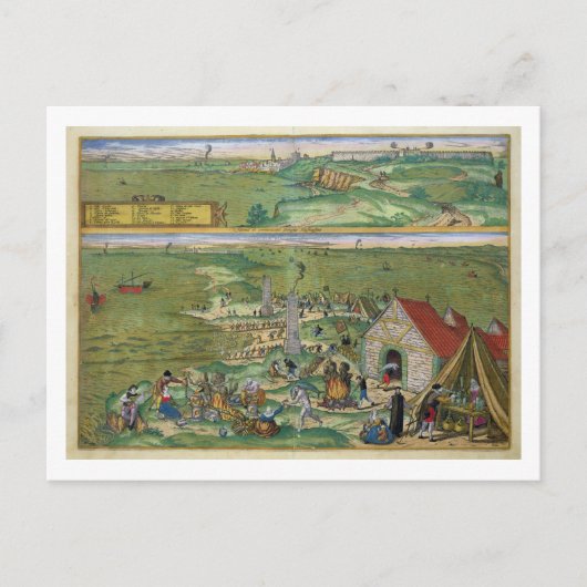 Gによる「シビタテス・オルビス・テララム」からのカディスの地図 ポストカード (正面)