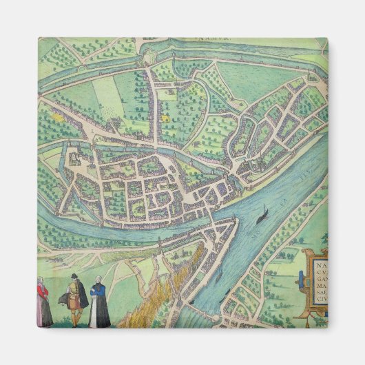 Gによる「シビタテス・オルビス・テララム」からのナムールの地図 マグネット (正面)