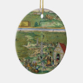 Gによる「Civitates Orbis Terrarum」からのカディスの地図、 セラミックオーナメント (右)