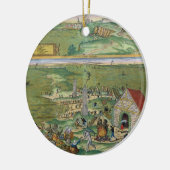 Gによる「Civitates Orbis Terrarum」からのカディスの地図、 セラミックオーナメント (左)
