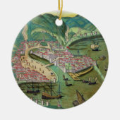 Gによる「Civitates Orbis Terrarum」からのキオスの地図、 セラミックオーナメント (正面)