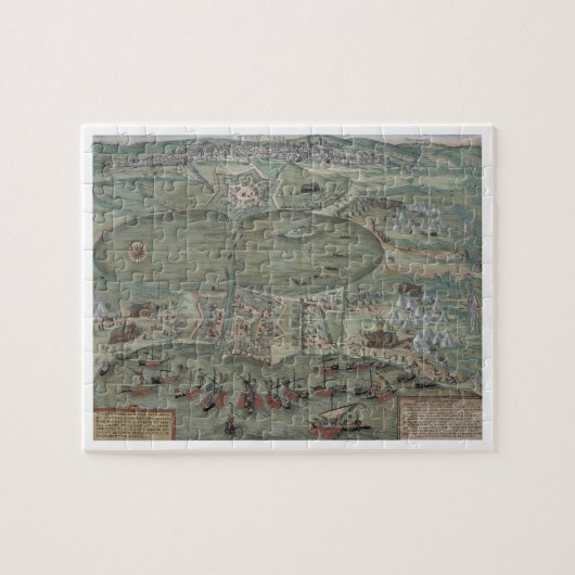 Gによる「Civitates Orbis Terrarum」からのチュニスの地図、 ジグソーパズル (横)