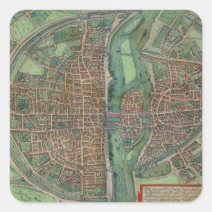 Gによる「Civitates Orbis Terrarum」からのパリの地図、 スクエアシール