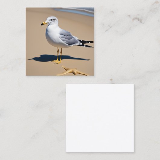 gに囲まれたかわいらしビーチの小さなカモメ スクエア名刺 (正面/裏面)