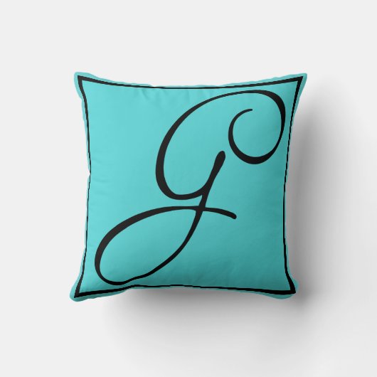 Gの最初の枕-水の背景の手紙G クッション (裏面)