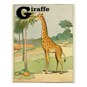 Gはキリンのアルファベット動物のための完全 ポスター