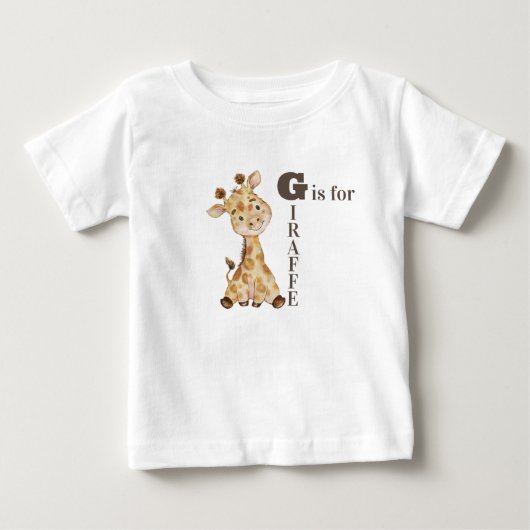 Gはキリン - 遊び心あふれるキリン ベビーTシャツ (正面)